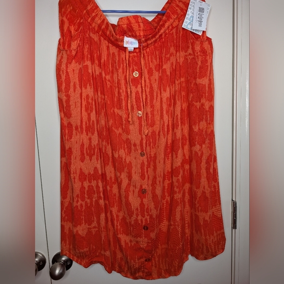 NWT- LuLaRoe Skirt- 2XL- Orange Rayon Blend Stretch Button Up Drawstring Pockets - Picture 2 of 6